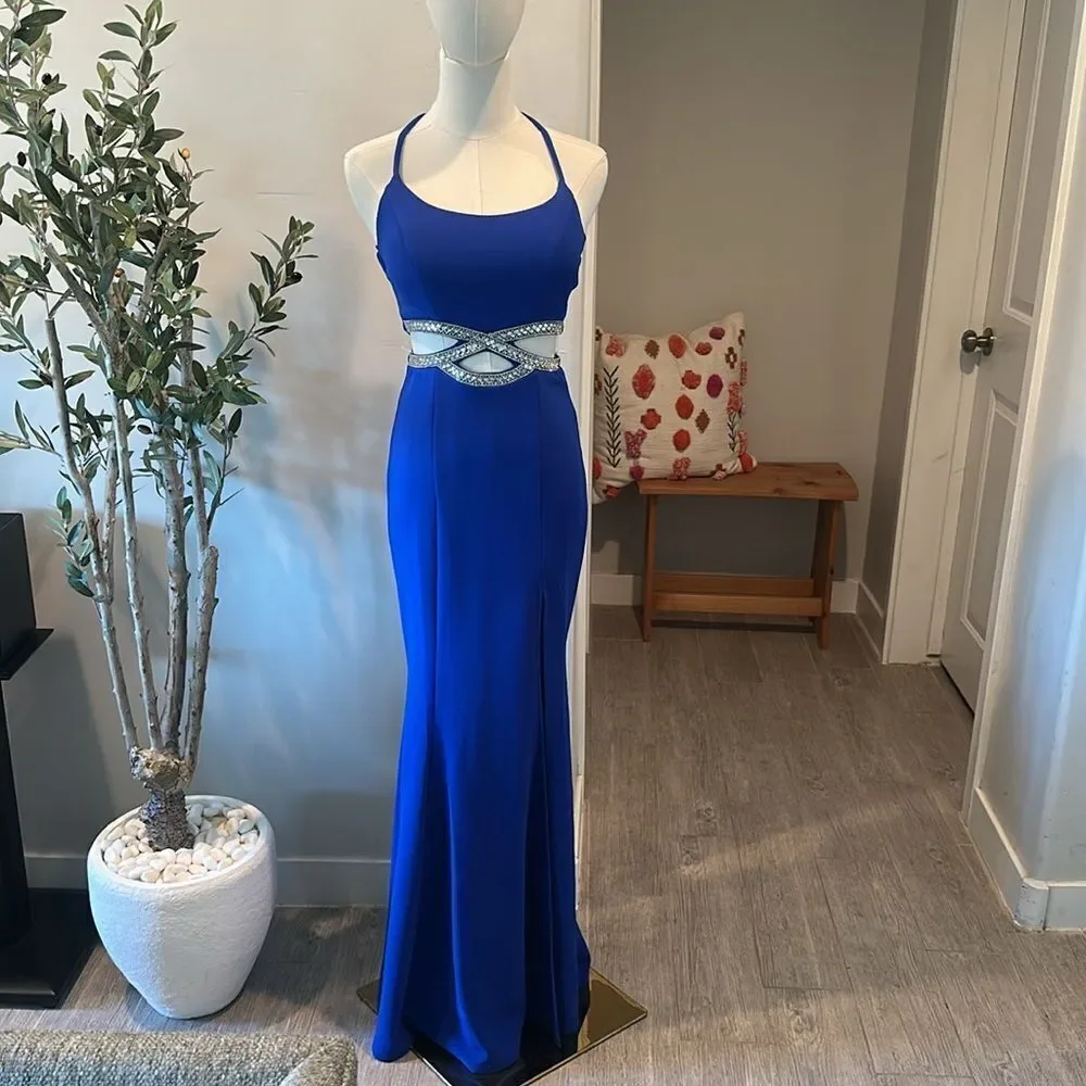 Nordstrom Speechless Spaghetti Strap Beaded‎ Cut-Out Waist Long Dress New!